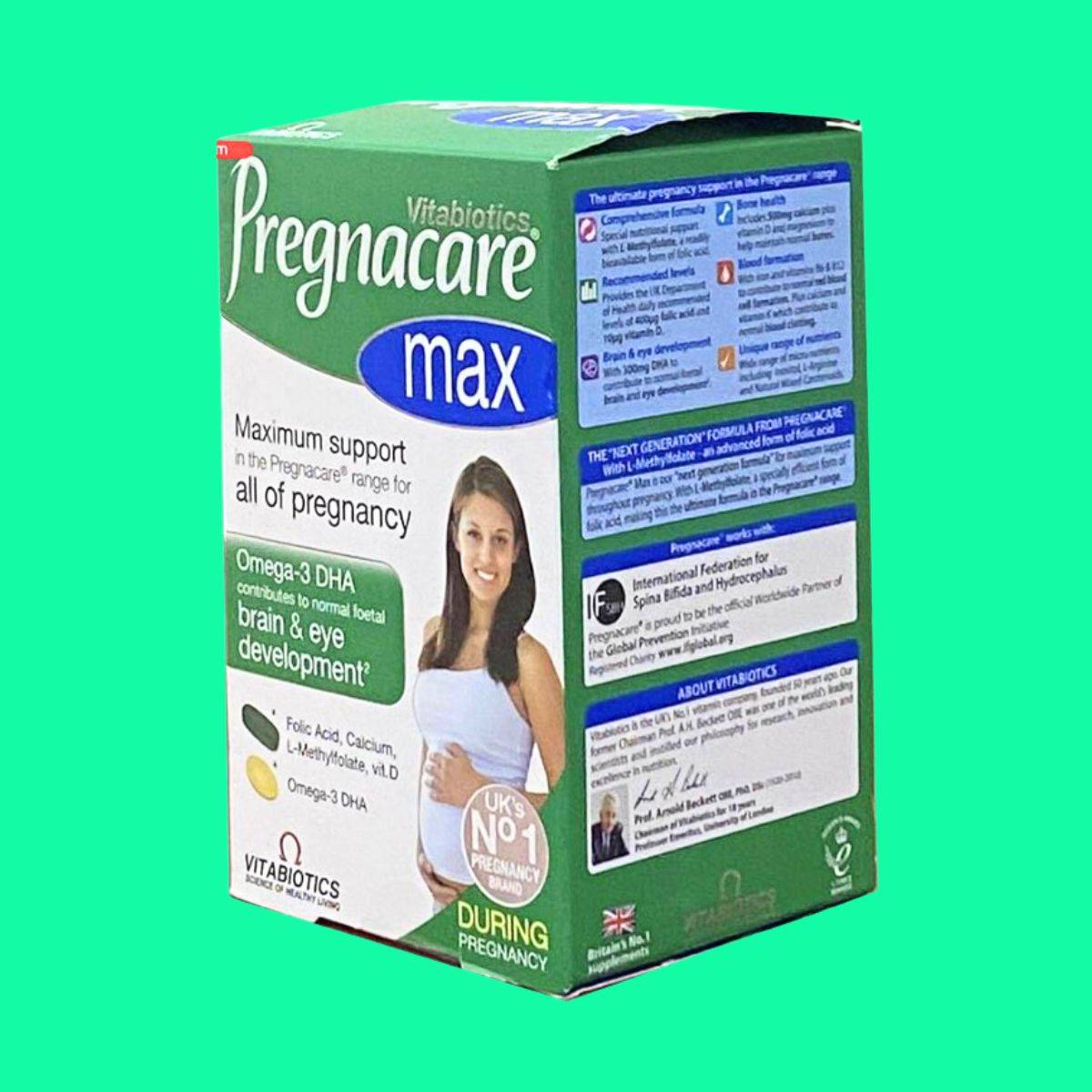Pregnacare-Max-7 Mặt bên hộp Pregnacare Max