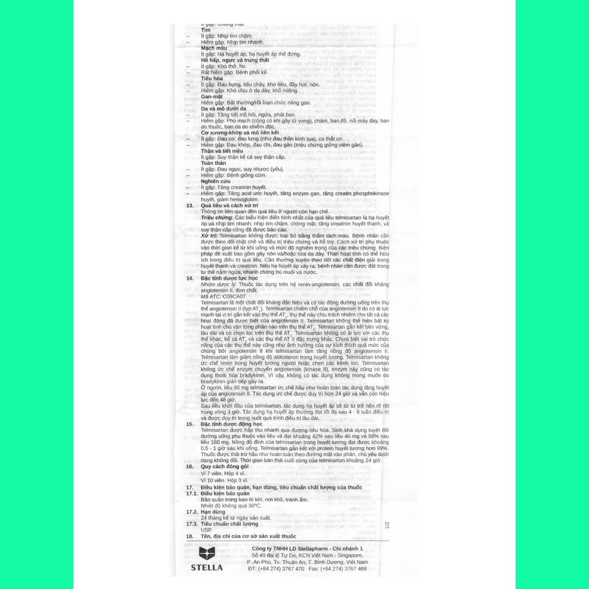 Telmisartan-40mg-hdsd-4 Telmisartan Stella 40mg