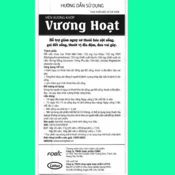 Vương Hoạt hộp 20 viên 10 Viên xương khớp Vương Hoạt