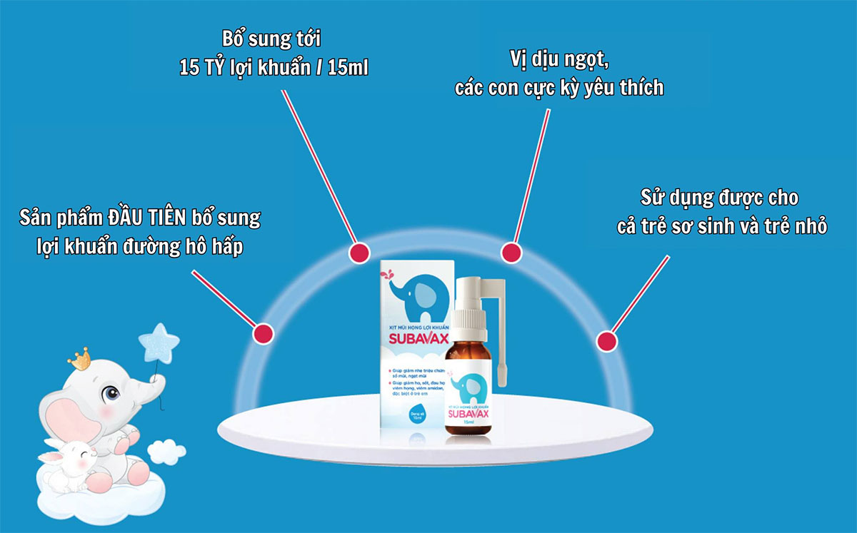 Xịt mũi họng lợi khuẩn Subavax giúp giảm sổ mũi