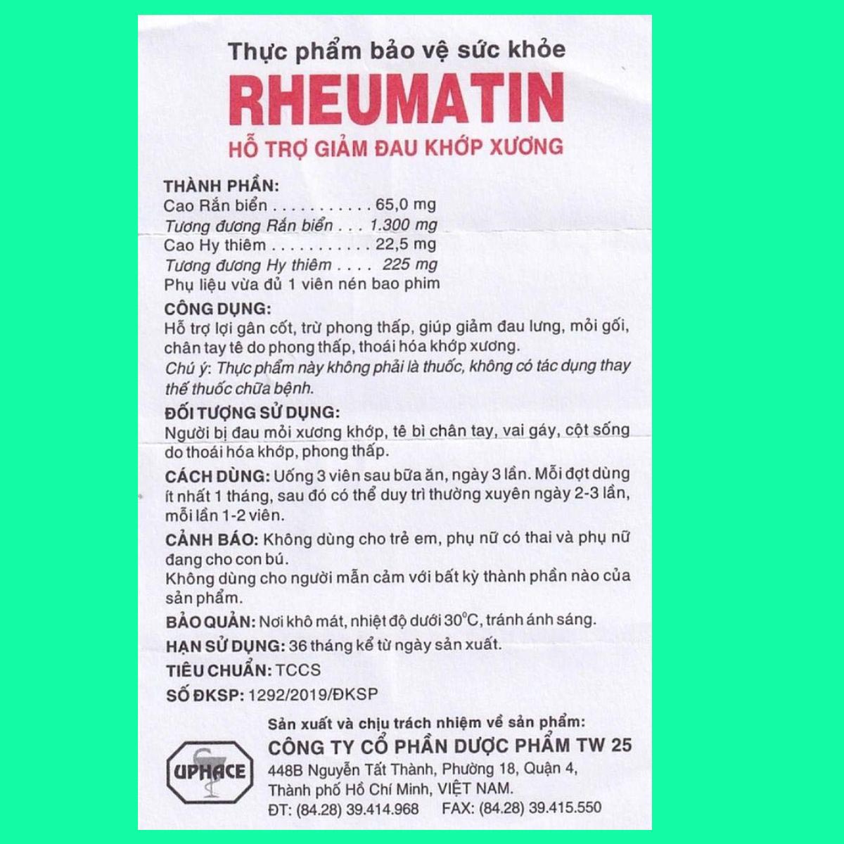 Rheumatin-8 Rheumatin - hỗ trợ giảm đau xương khớp