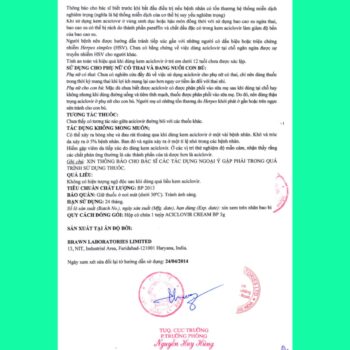 Aciclovir Cream BP Brawn 5 Thuốc Aciclovir Cream BP Brawn