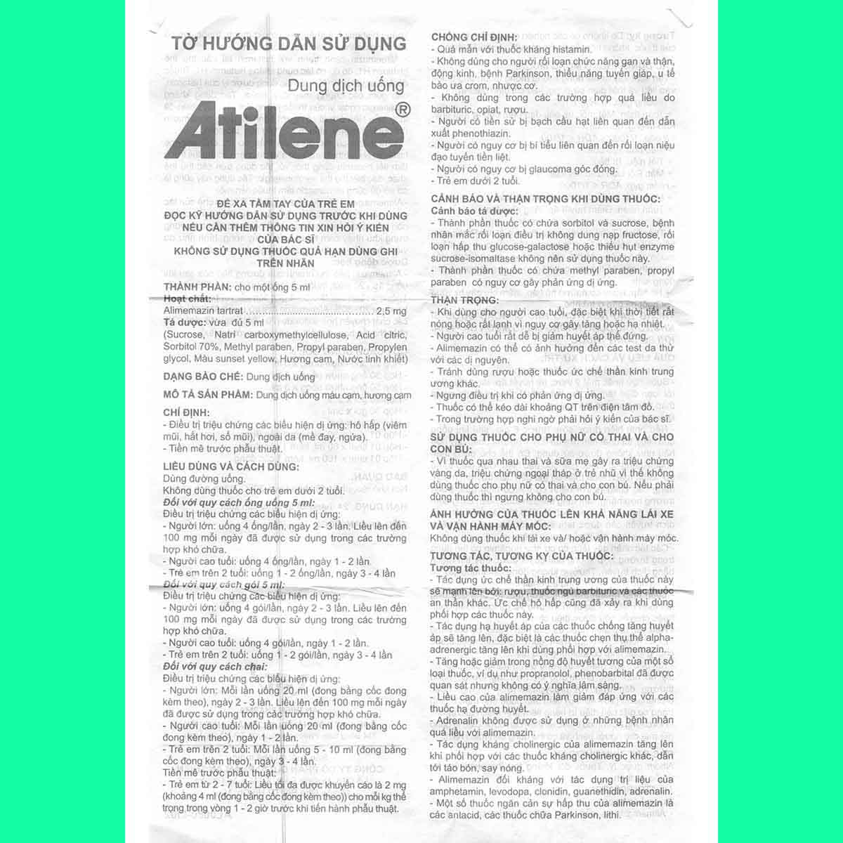Thiết kế chưa có tên - 1 Thuốc Atilene ống 2,5mg/5ml