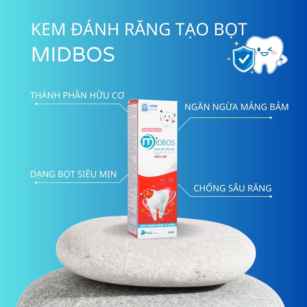 Kem đánh răng tạo bọt Midbos