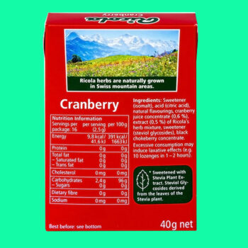 Kẹo ngậm không đường Ricola Cranberry 1 Kẹo ngậm không đường Ricola Cranberry