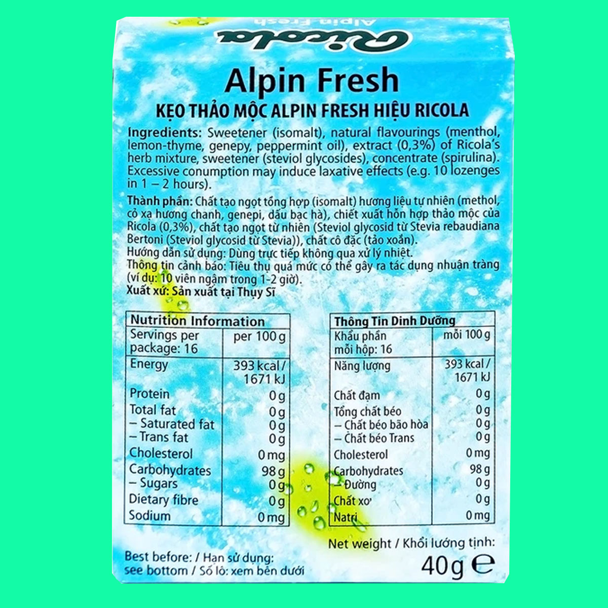 ricola-alpin-fresh-6 Kẹo ngậm không đường Ricola Alpin Fresh