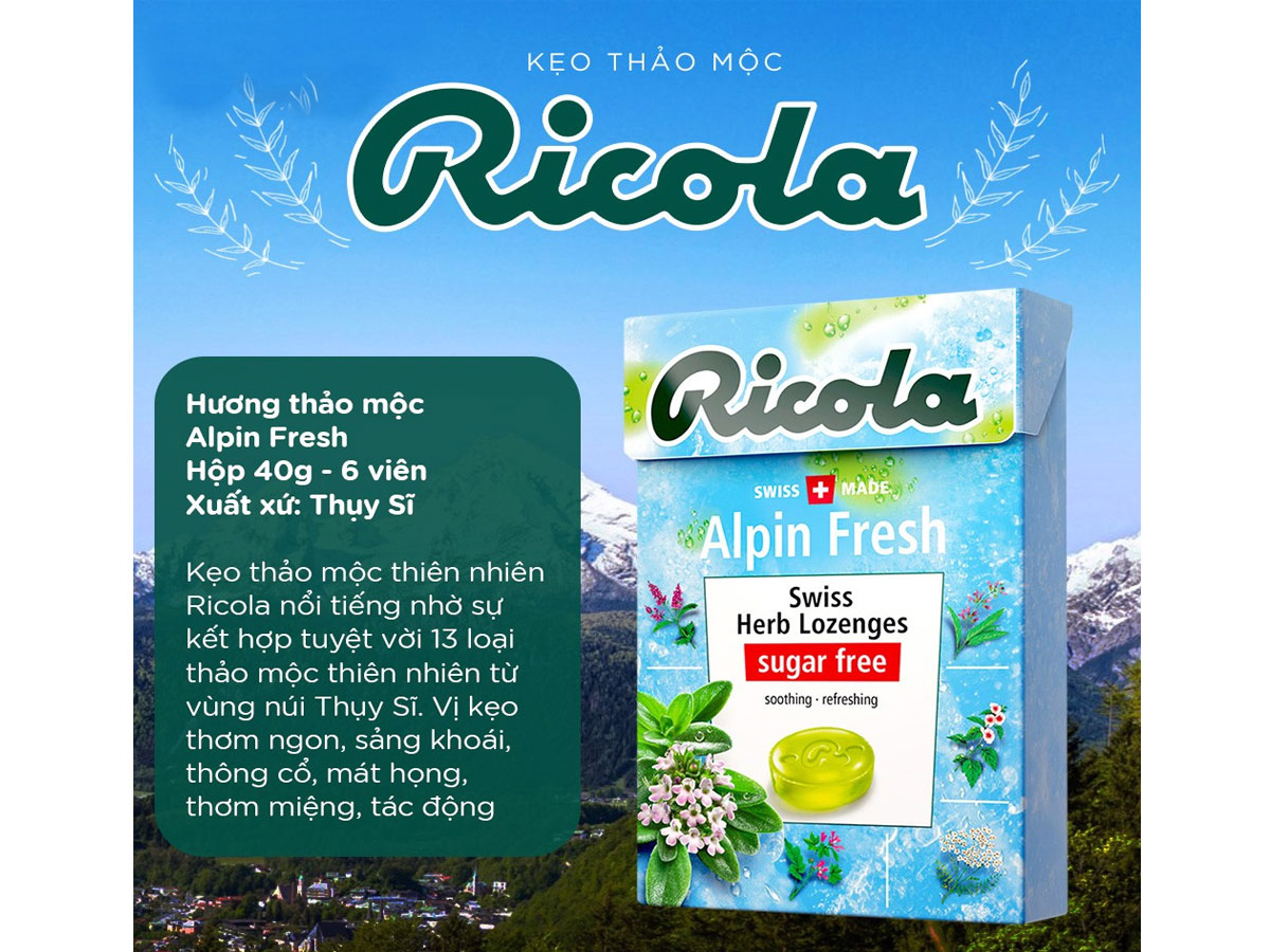 Kẹo ngậm không đường Ricola Alpin Fresh 11 Kẹo ngậm không đường Ricola Alpin Fresh