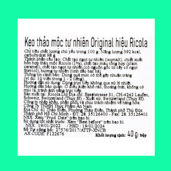 Kẹo ngậm không đường Ricola Original Herb 8 Ricola Original Herb
