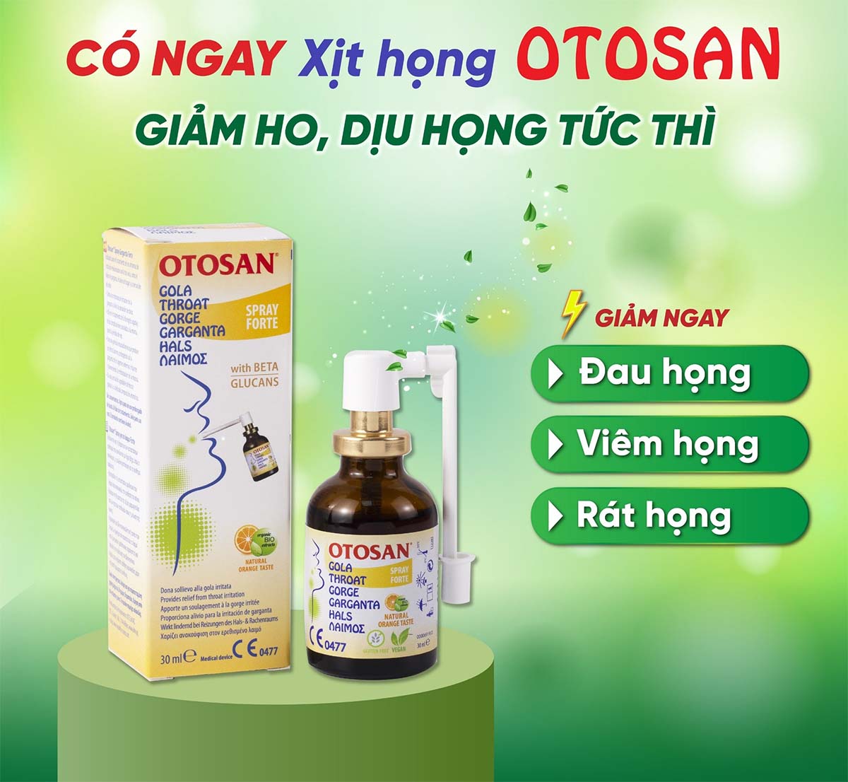Xịt dịu họng tức thì - Otosan Spray Forte