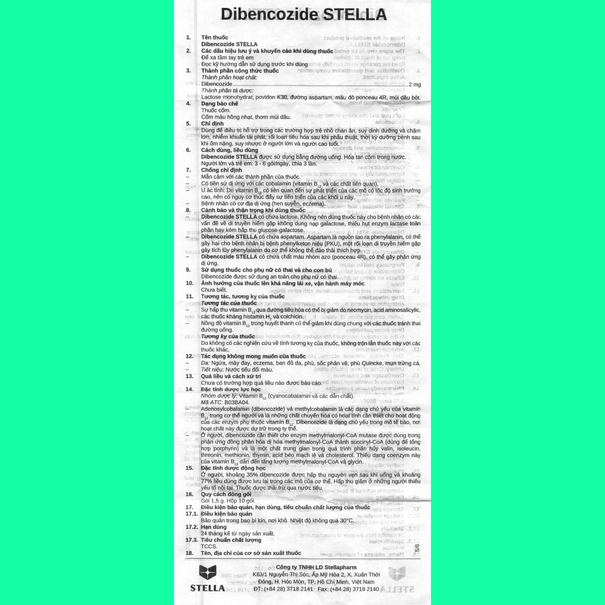dibencozide-stella-8 Thuốc Dibencozide STELLA