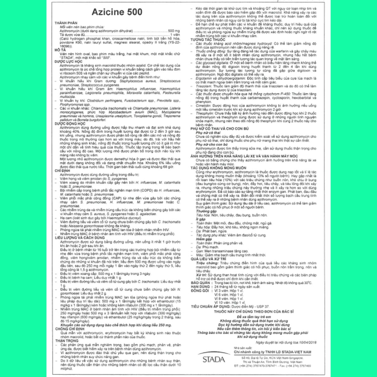 azicine-500-6 Thuốc Azicine 500