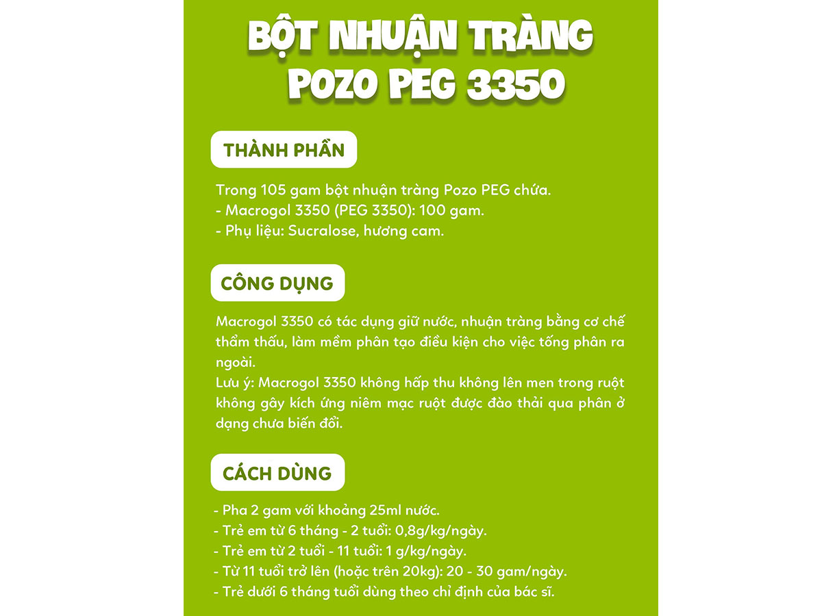Bột nhuận tràng Pozo Peg 18 Bột nhuận tràng Pozo Peg