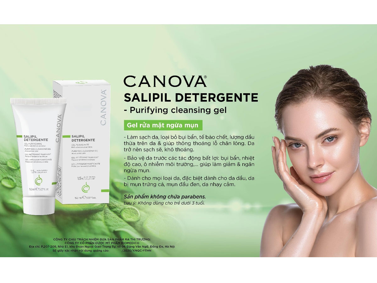 Sữa rửa mặt Canova Salipil Detergente Purifying Cleansing Gel 150ml 11 Sữa rửa mặt Canova Salipil Detergente Purifying Cleansing Gel 150ml