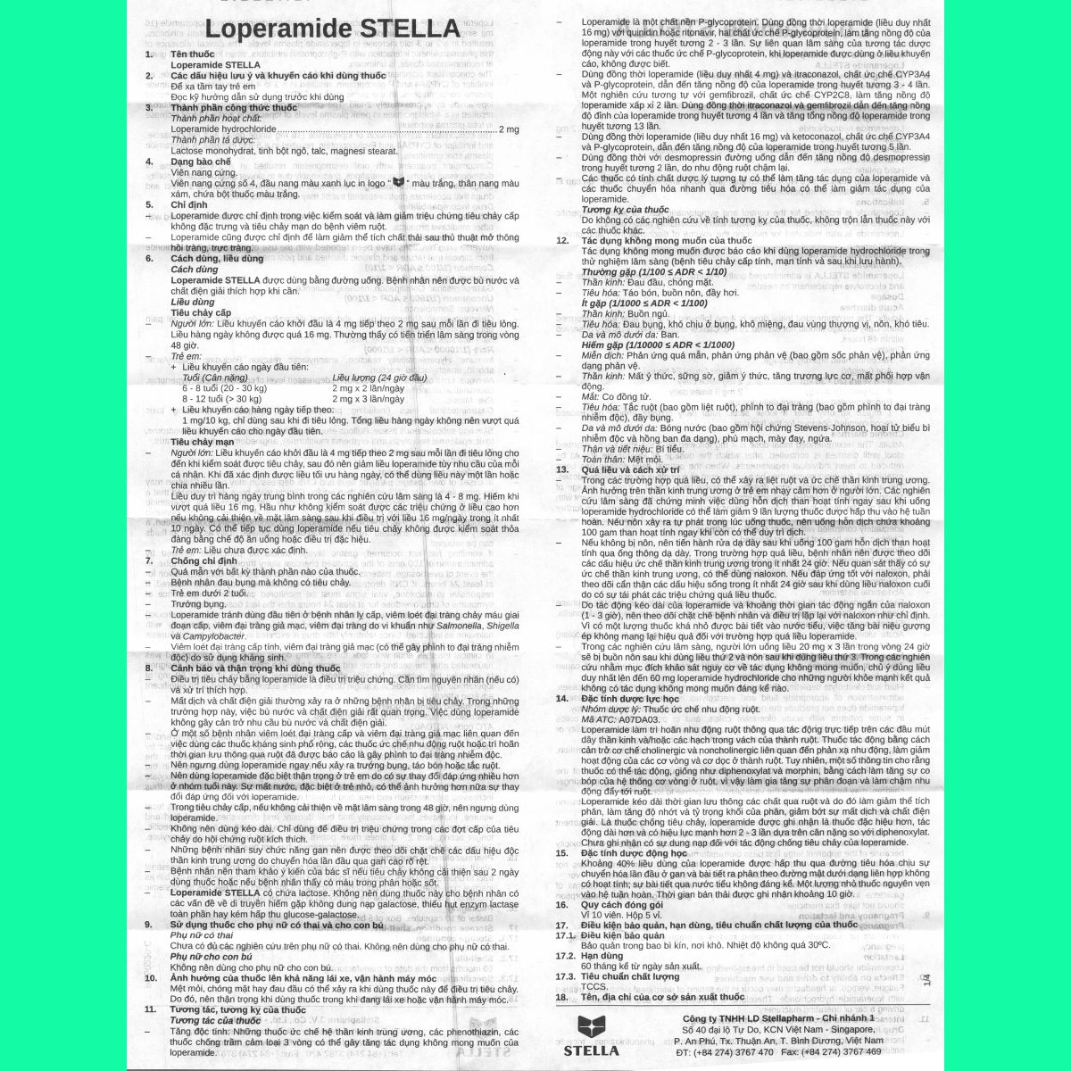 loperamide-stella-10 Thuốc Loperamide Stella