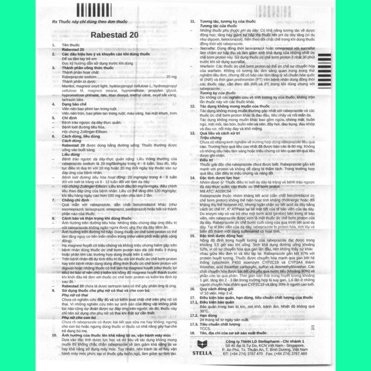 rabestad-20-15 Thuốc Rabestad 20