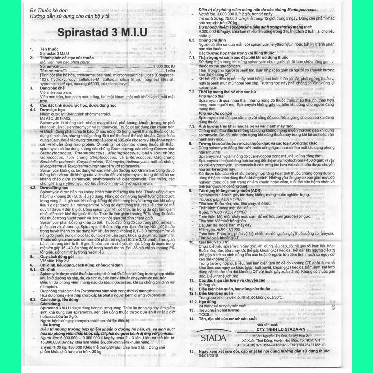spirastad-3-miu-8 Thuốc Spirastad 3 M.I.U