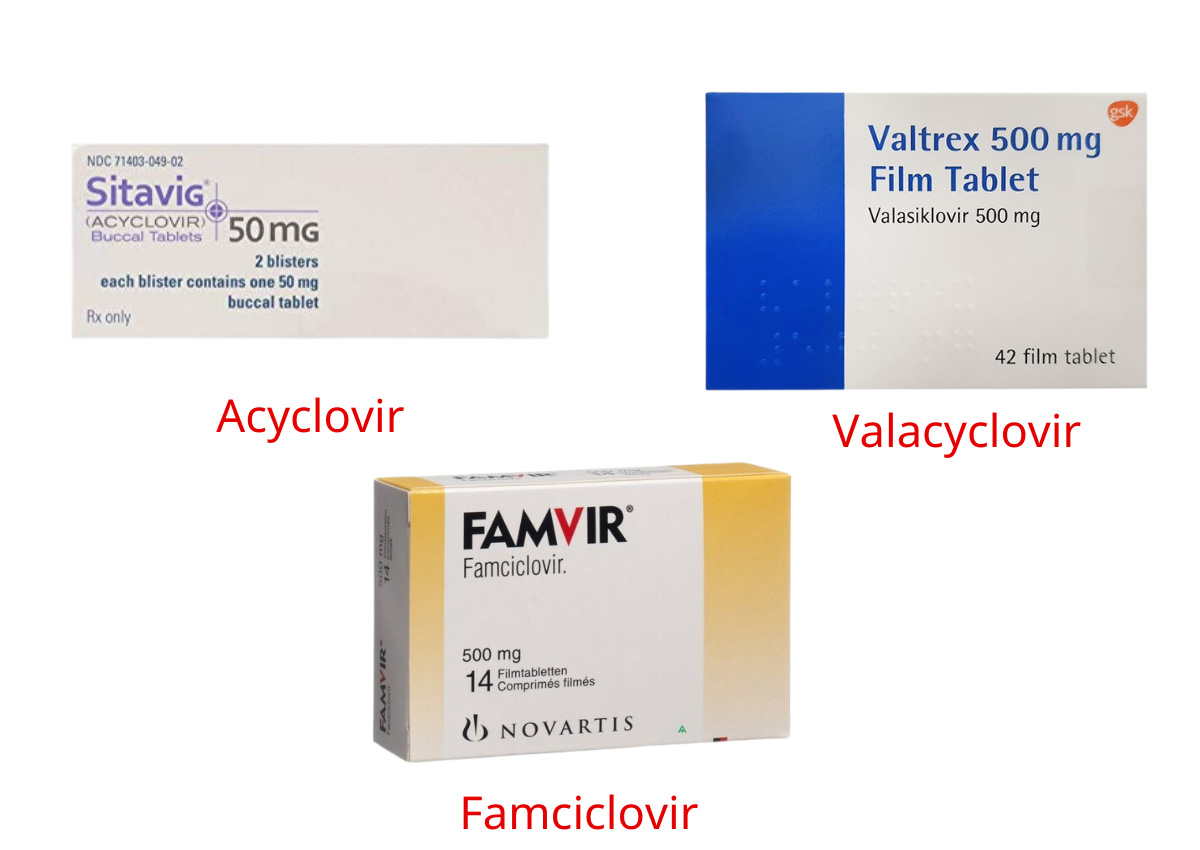 Các thuốc điều trị virus herpes được bào chế thành dạng thuốc uống tác dụng toàn thân