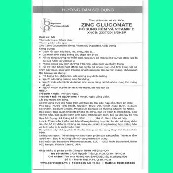 ZinC Gluconate Bayshore 7 ZinC Gluconate Bayshore