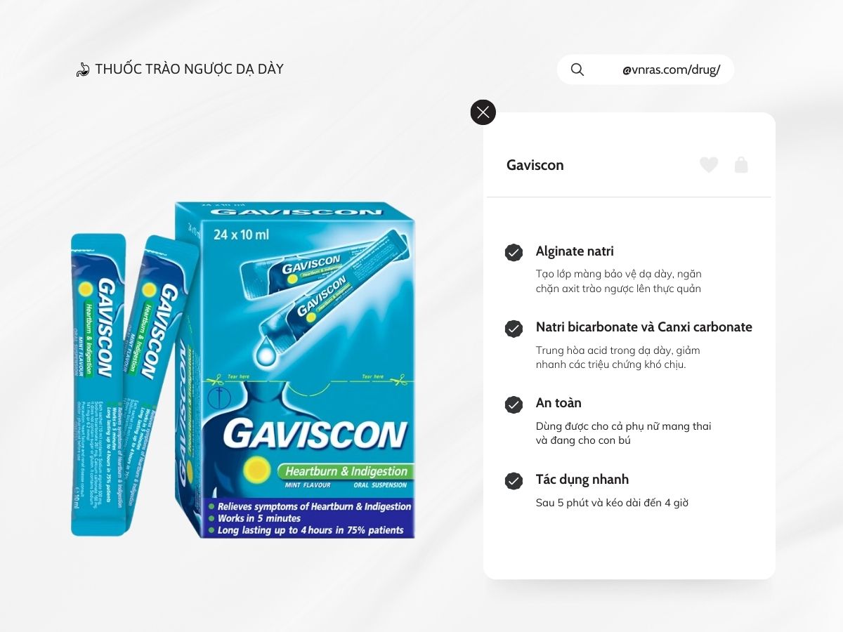 5+ thuốc đặc trị trào ngược dạ dày tốt nhất 24 Gaviscon