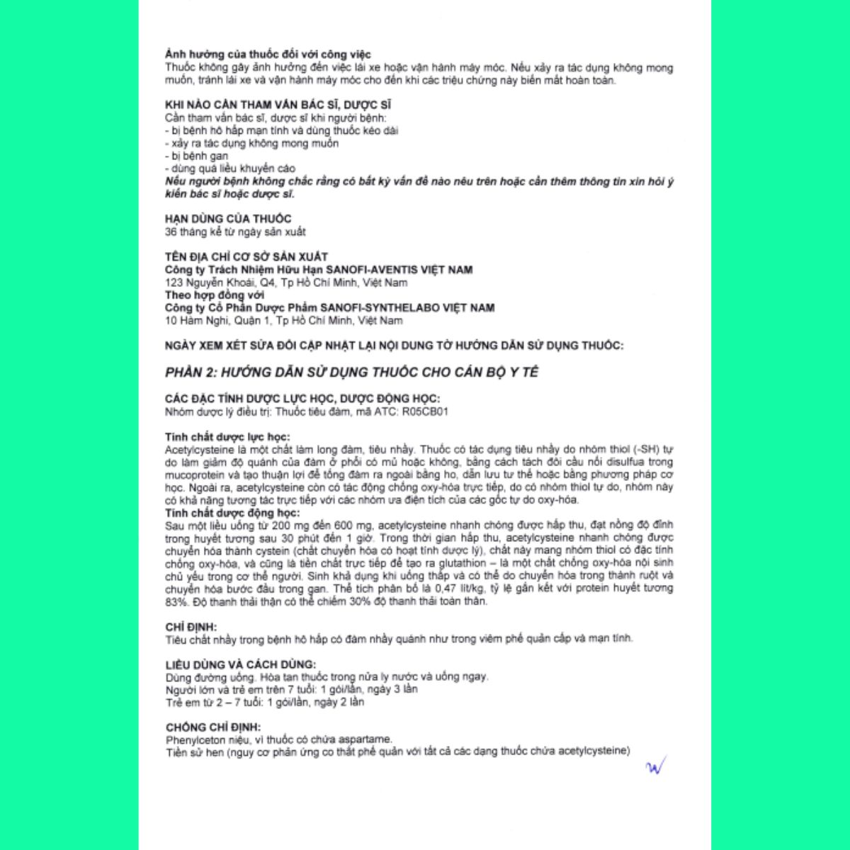 Acemuc 200mg (cốm) (1) Thuốc Acemuc 200mg (cốm) tiêu nhầy, long đờm