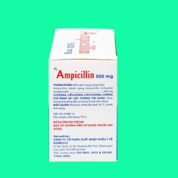 Ampicillin 500mg Domesco 9 Ampicillin 500mg Domesco điều trị nhiễm khuẩn