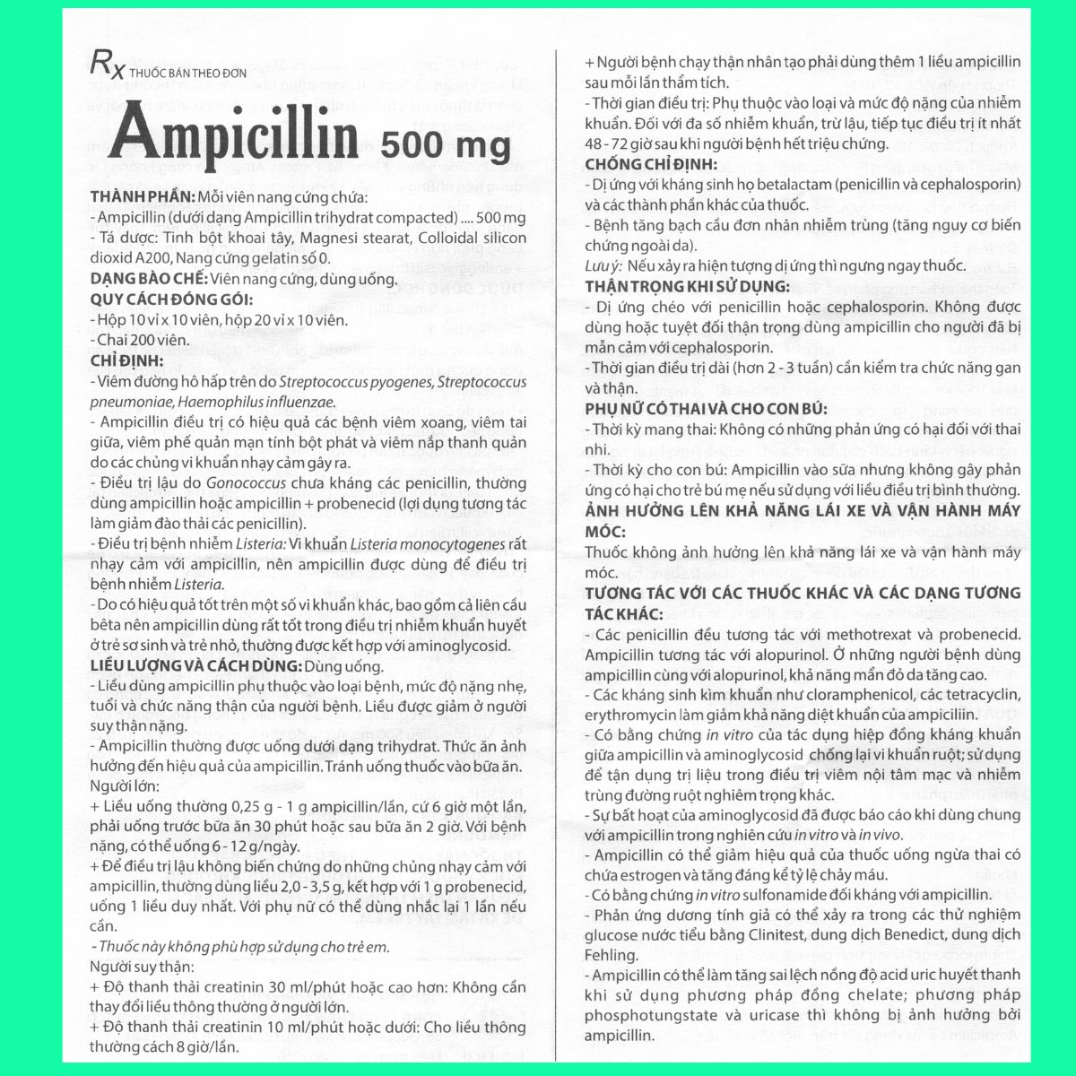 Ampicillin 500mg Domesco-7 (6) Hướng dẫn sử dụng Ampicillin 500mg Domesco