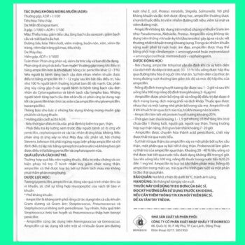 Ampicillin 500mg Domesco 13 Hướng dẫn sử dụng Ampicillin 500mg Domesco