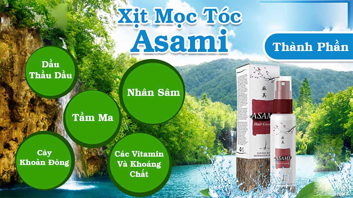 Xịt mọc tóc Asami Hair Growth 15 Thành phần của Xịt tóc Asami Hair Growth