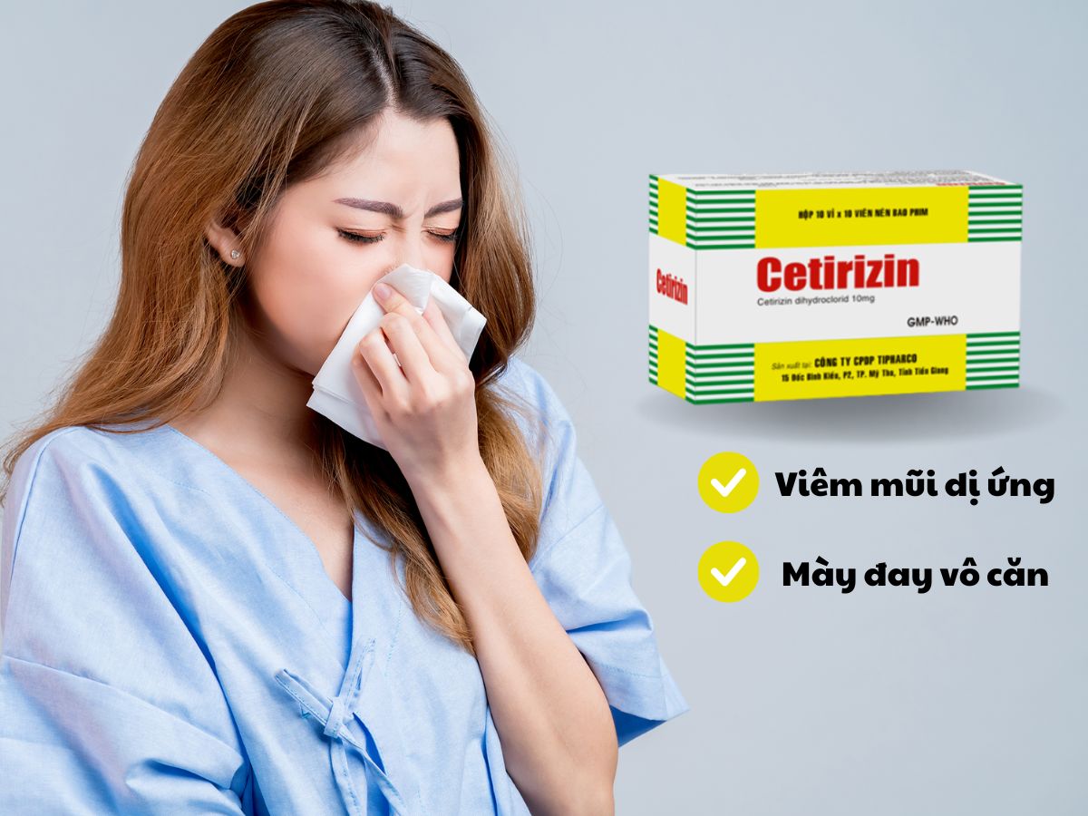 Cetirizin 10mg Tipharco 7 Cetirizin 10mg Tipharco là thuốc chống dị ứng