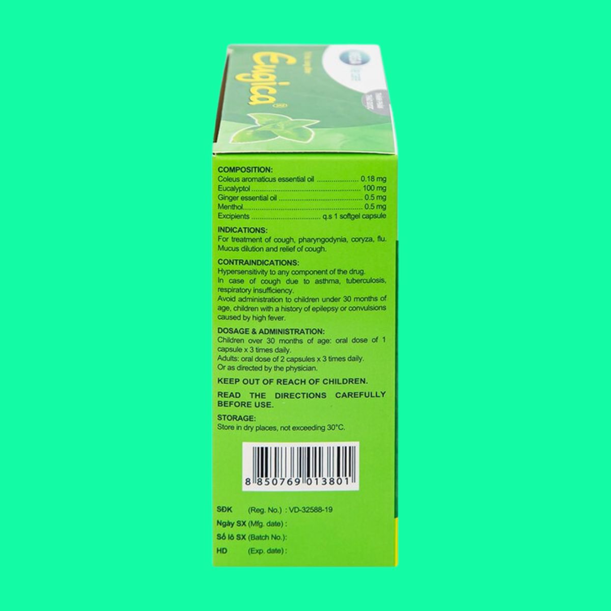 Eugica xanh (1) Eugica xanh chữa ho, đau họng, cảm cúm