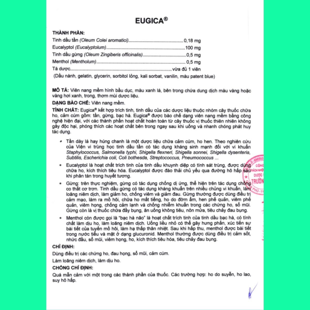 Eugica xanh (7) Eugica xanh chữa ho, đau họng, cảm cúm