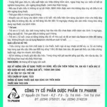 Flunarizine 5mg TV.Pharm 11 Hướng dẫn sử dụng Flunarizine 5mg TV.Pharm