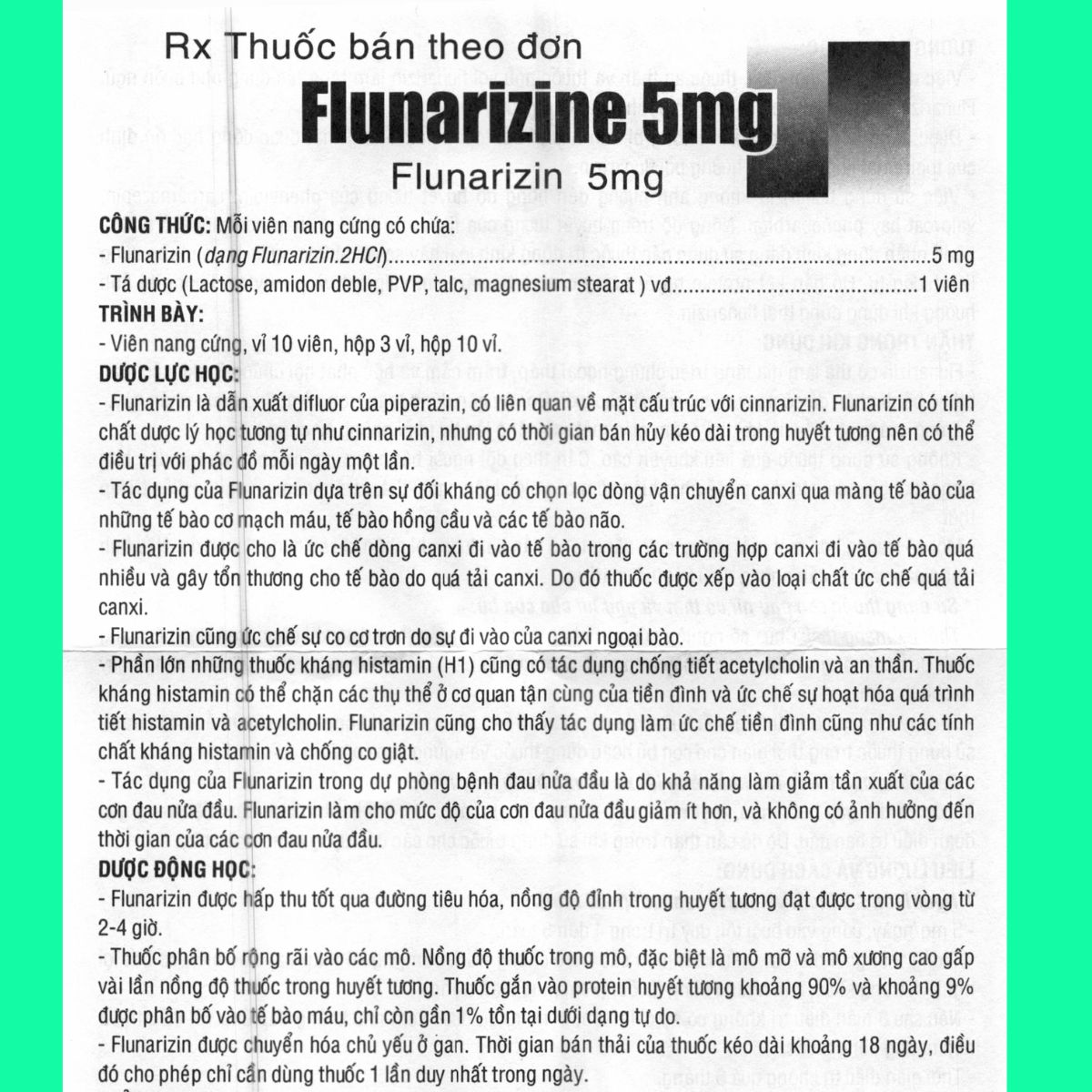 Flunarizine 5mg TV.Pharm (8) Hướng dẫn sử dụng Flunarizine 5mg TV.Pharm