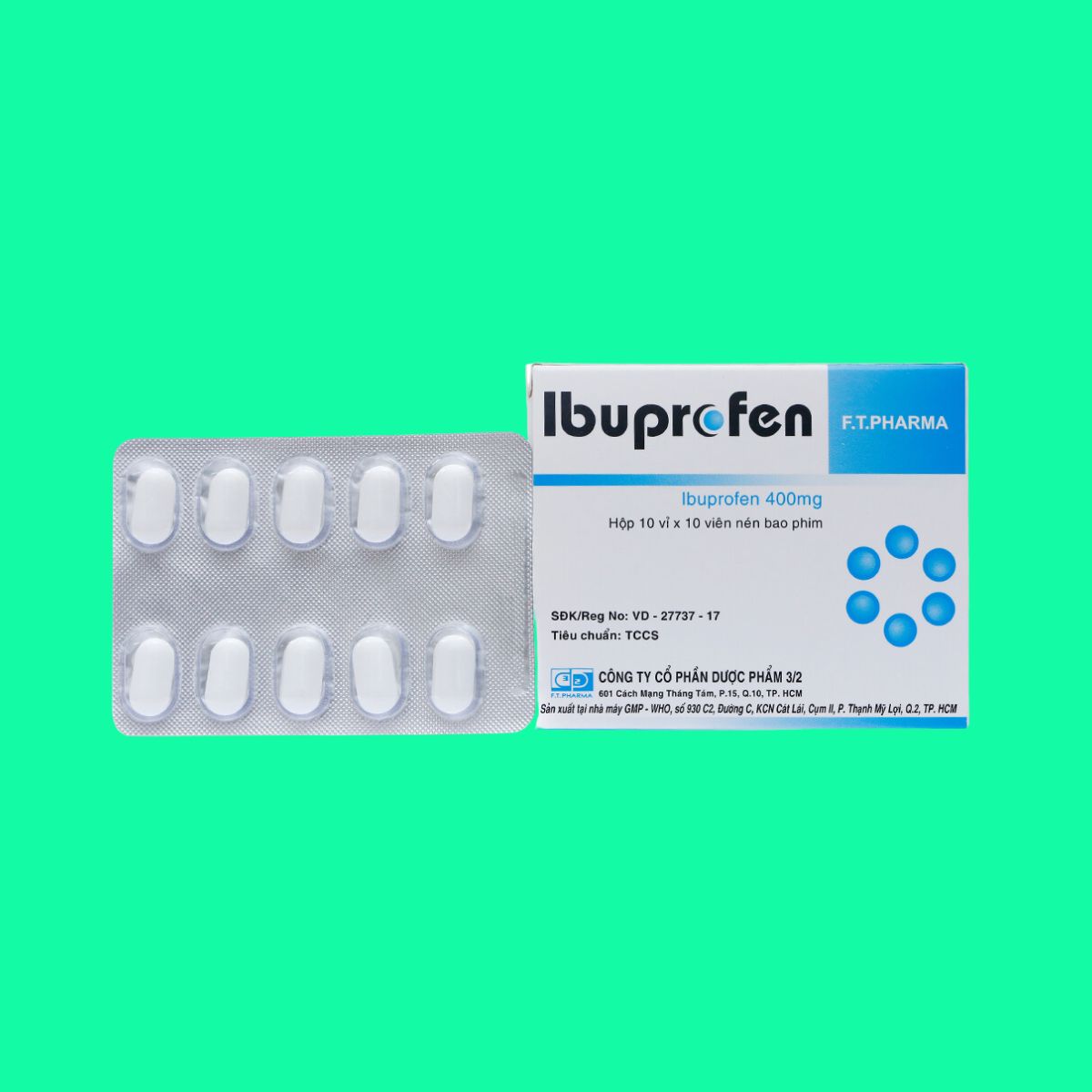 Thuốc giảm đau Ibuprofen 400mg F.T.Pharma-1 Thuốc giảm đau Ibuprofen 400mg F.T.Pharma-1