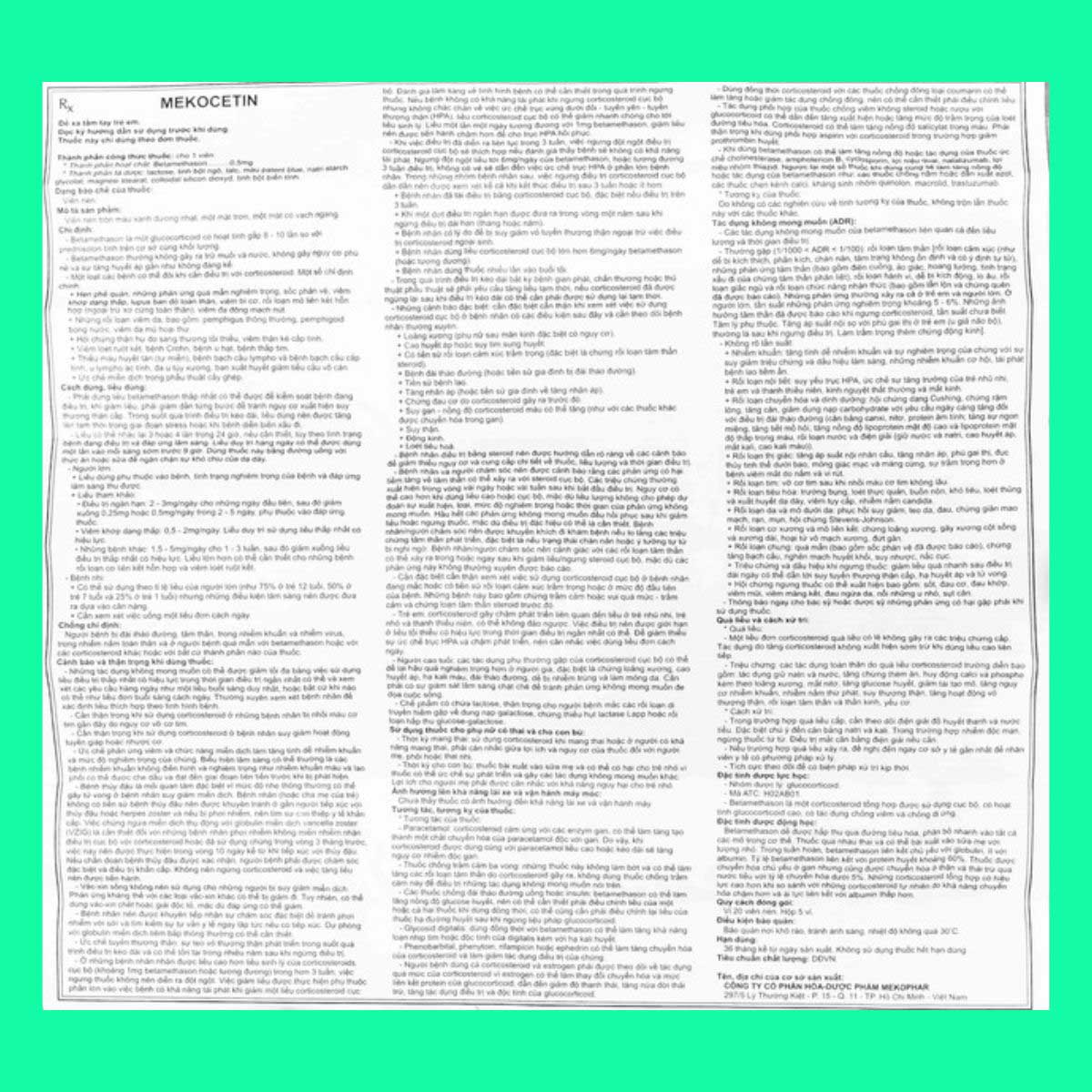 Mekocetin 0.5mg - 12 Thuốc Mekocetin 0.5mg