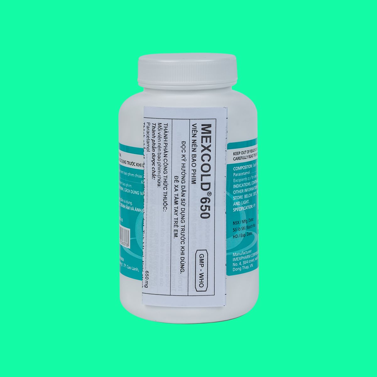 Mexcold 650 chai 200 viên (4) Thuốc giảm đau, hạ sốt Mexcold 650 chai 200 viên