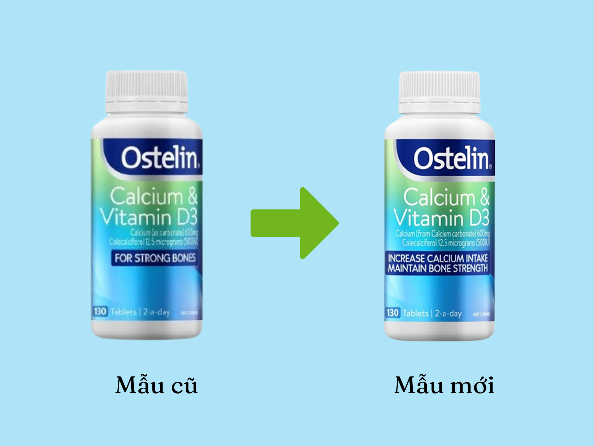 Ostelin Calcium & Vitamin D3 12 So sánh Ostelin Calcium & Vitamin D3 mẫu cũ và mẫu mới