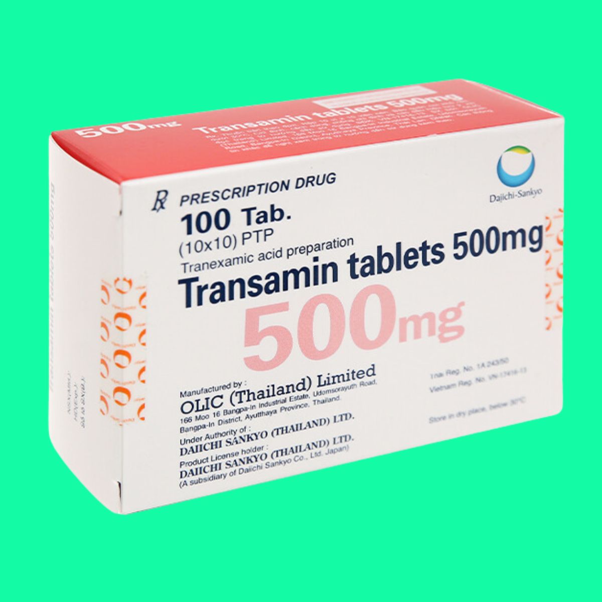 Transamin Tablets 500mg (10) Transamin Tablets 500mg điều trị chảy máu