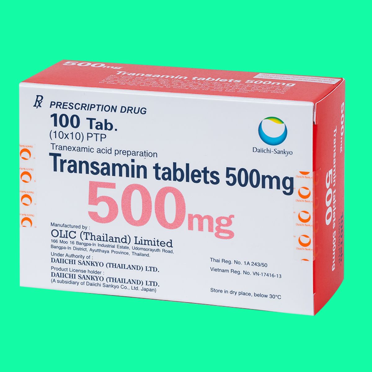 Transamin Tablets 500mg (6) Transamin Tablets 500mg điều trị chảy máu