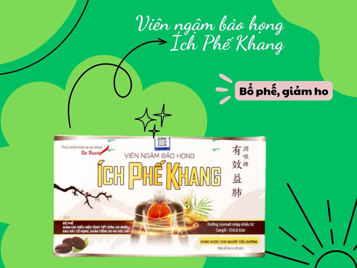 Viên ngậm bảo họng Ích Phế Khang 10 Viên ngậm bảo họng Ích Phế Khang giúp bổ phế, giảm ho