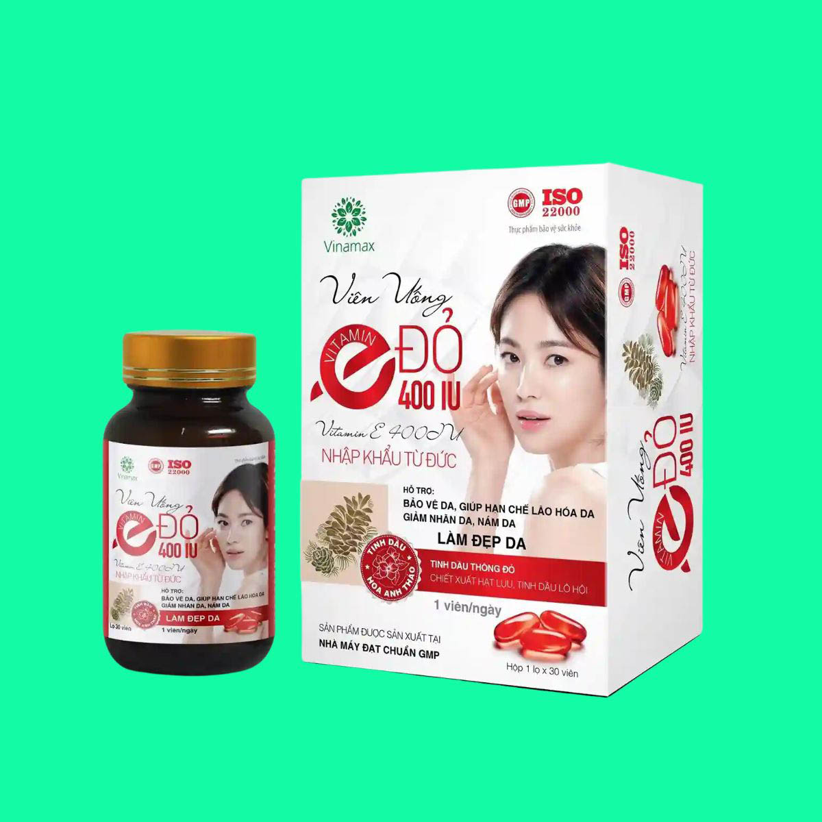 Vien uong Vitamin E Do 400IU Vinamax - 1 Viên uống Vitamin E Đỏ 400IU Vinamax