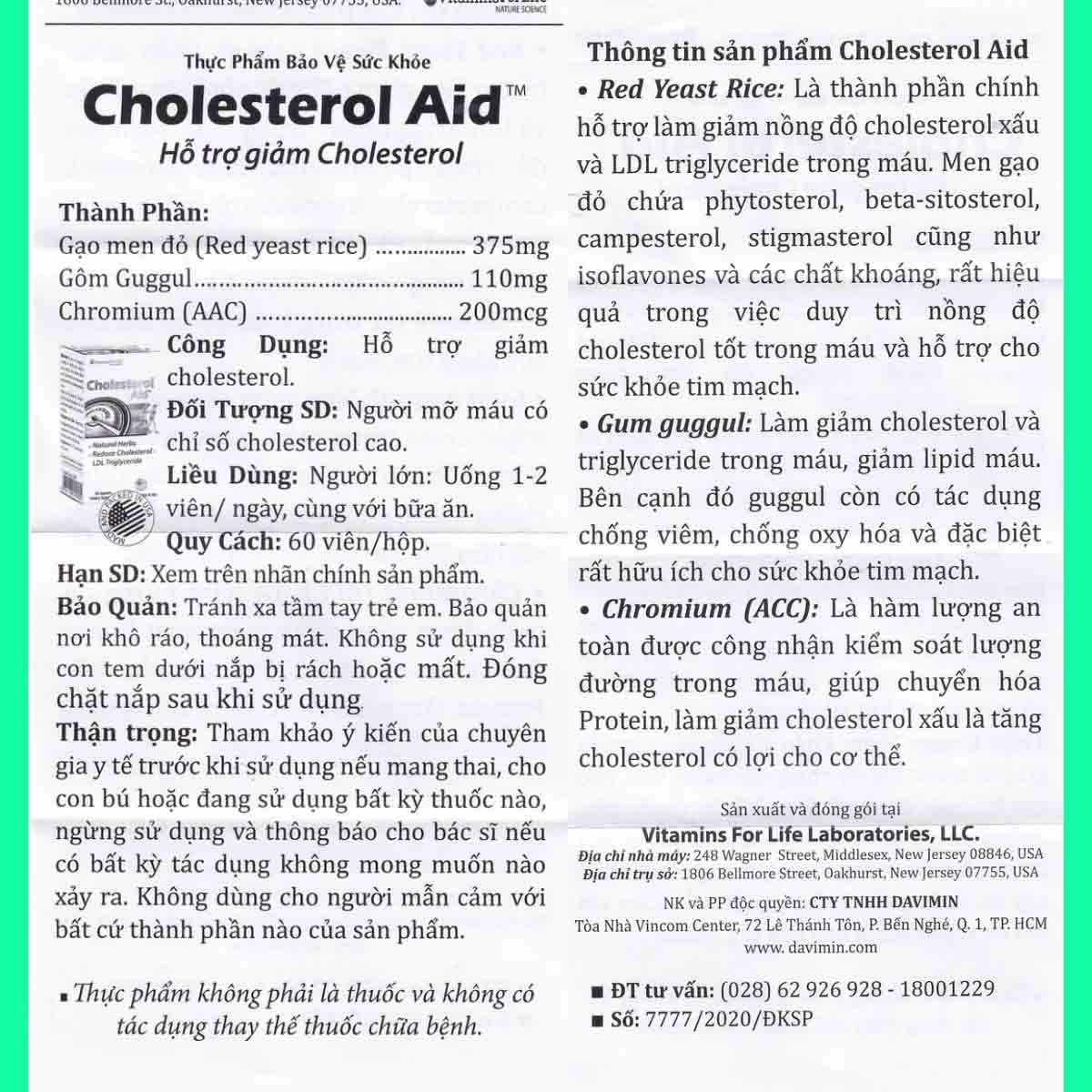 16-5 - 18 Cholesterol Aid