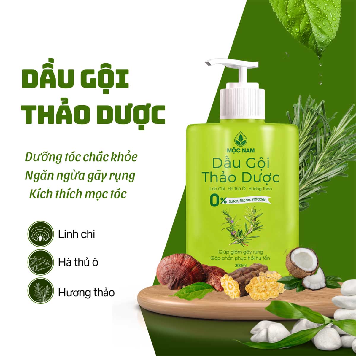 Dầu gội thảo dược kích thích mọc tóc Mộc Nam
