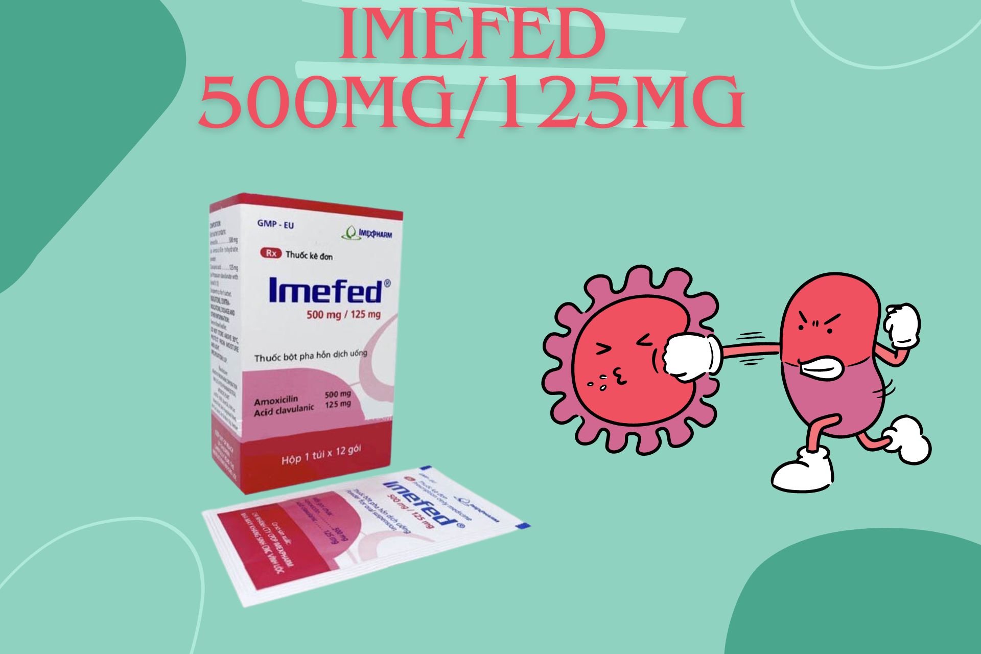 Imefed 500mg/125mg (Dạng gói) 8 Imefed 500mg/125mg phù hợp cho người có phản xạ nuốt kém