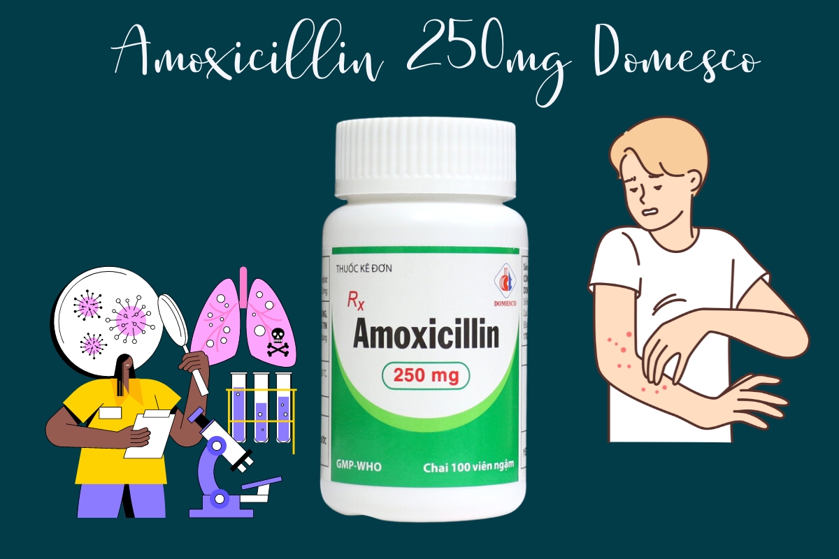 Amoxicillin 250mg Domesco 9 Amoxicillin 250mg Domesco điều trị nhiễm khuẩn