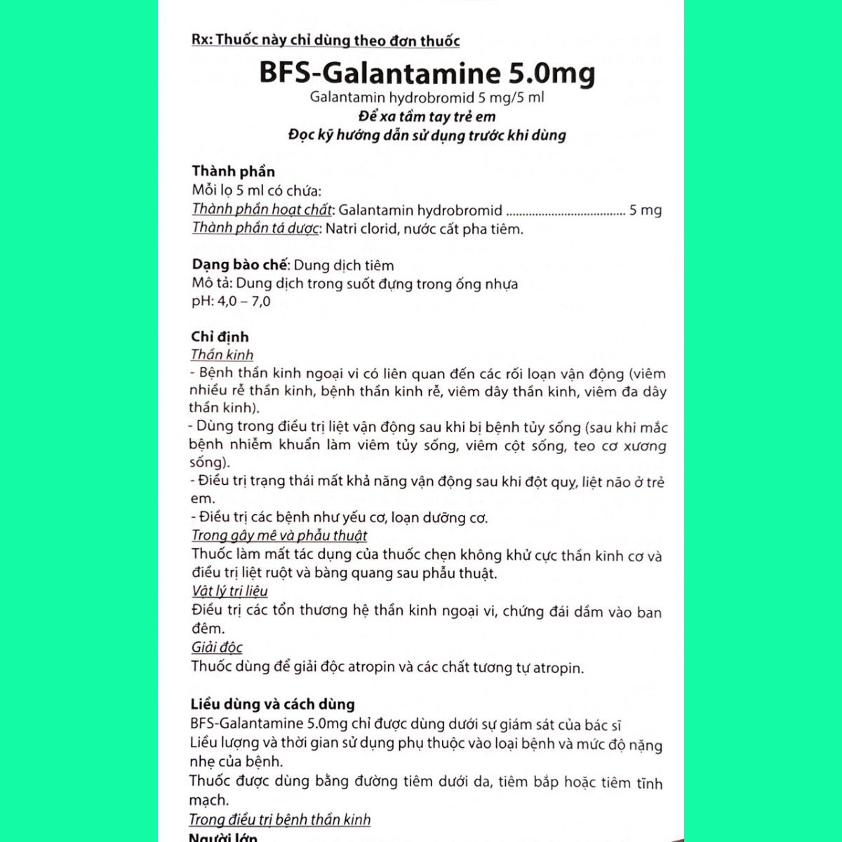 BFS-Galantamine 5mg - 6 Thuốc BFS-Galantamine 5mg
