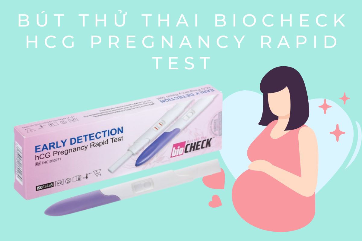 Bút thử thai BioCheck hCG Pregnancy Rapid Test 12 Bút thử thai BioCheck hCG Pregnancy Rapid Test hỗ trợ chẩn đoán thai sớm