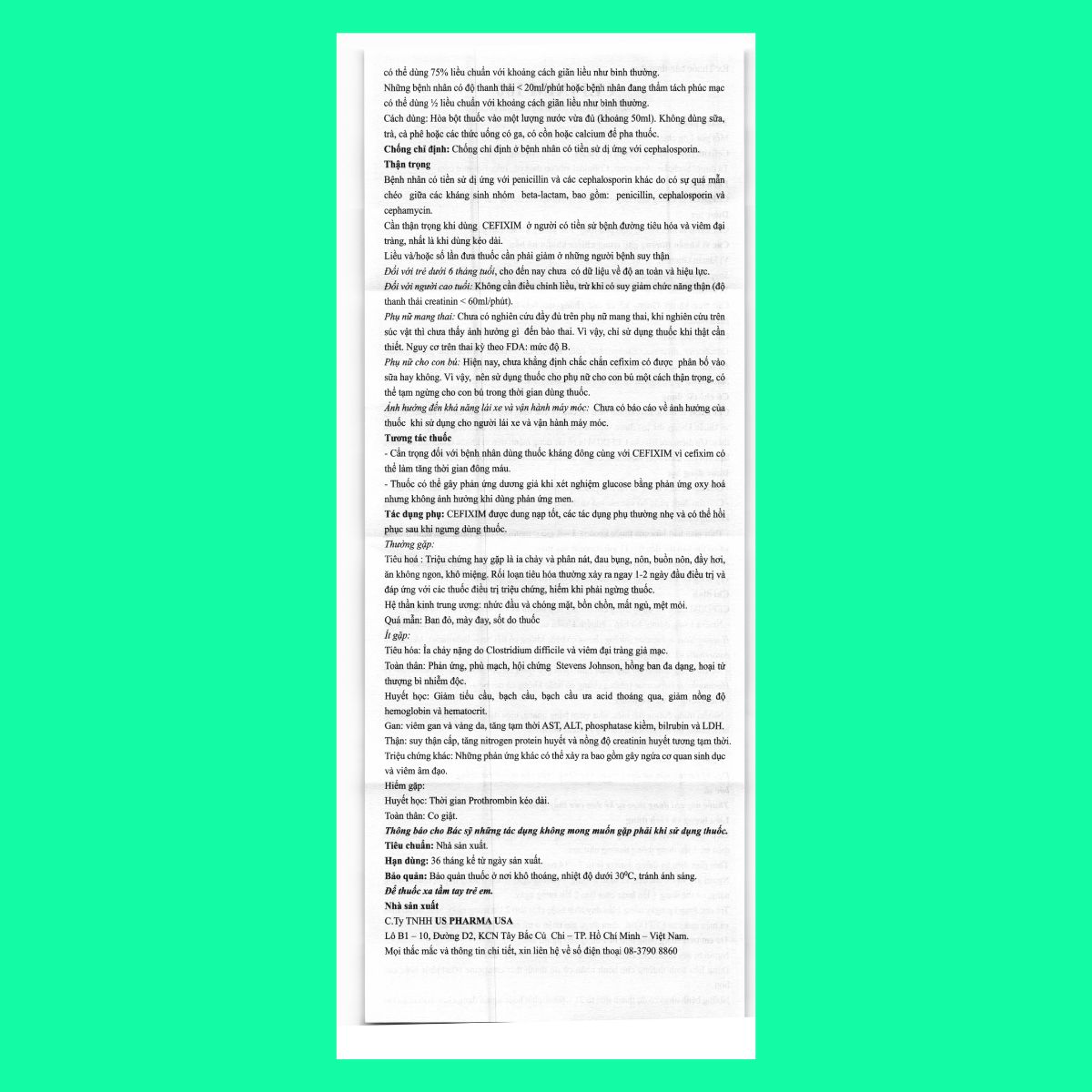 Cefixim 100 US Pharma (12) Cefixim 100 US Pharma