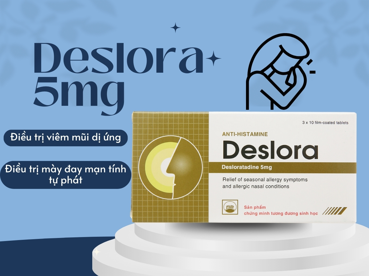 Deslora 5mg điều trị viêm mũi dị ứng, mày đay mạn tính tự phát