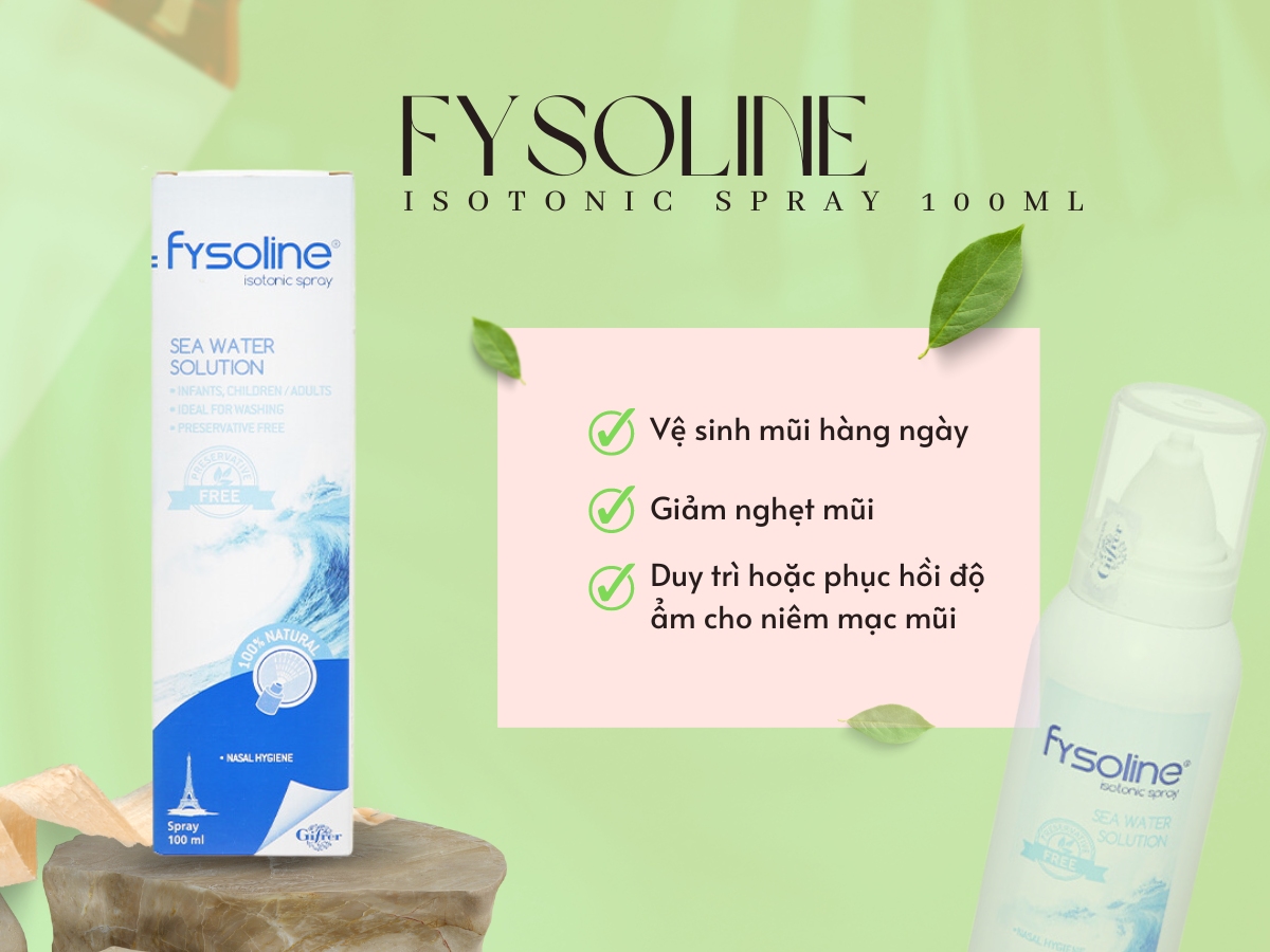 Fysoline Isotonic Spray 100ml 11 Fysoline Isotonic Spray 100ml giúp làm sạch và cung cấp độ ẩm cho mũi